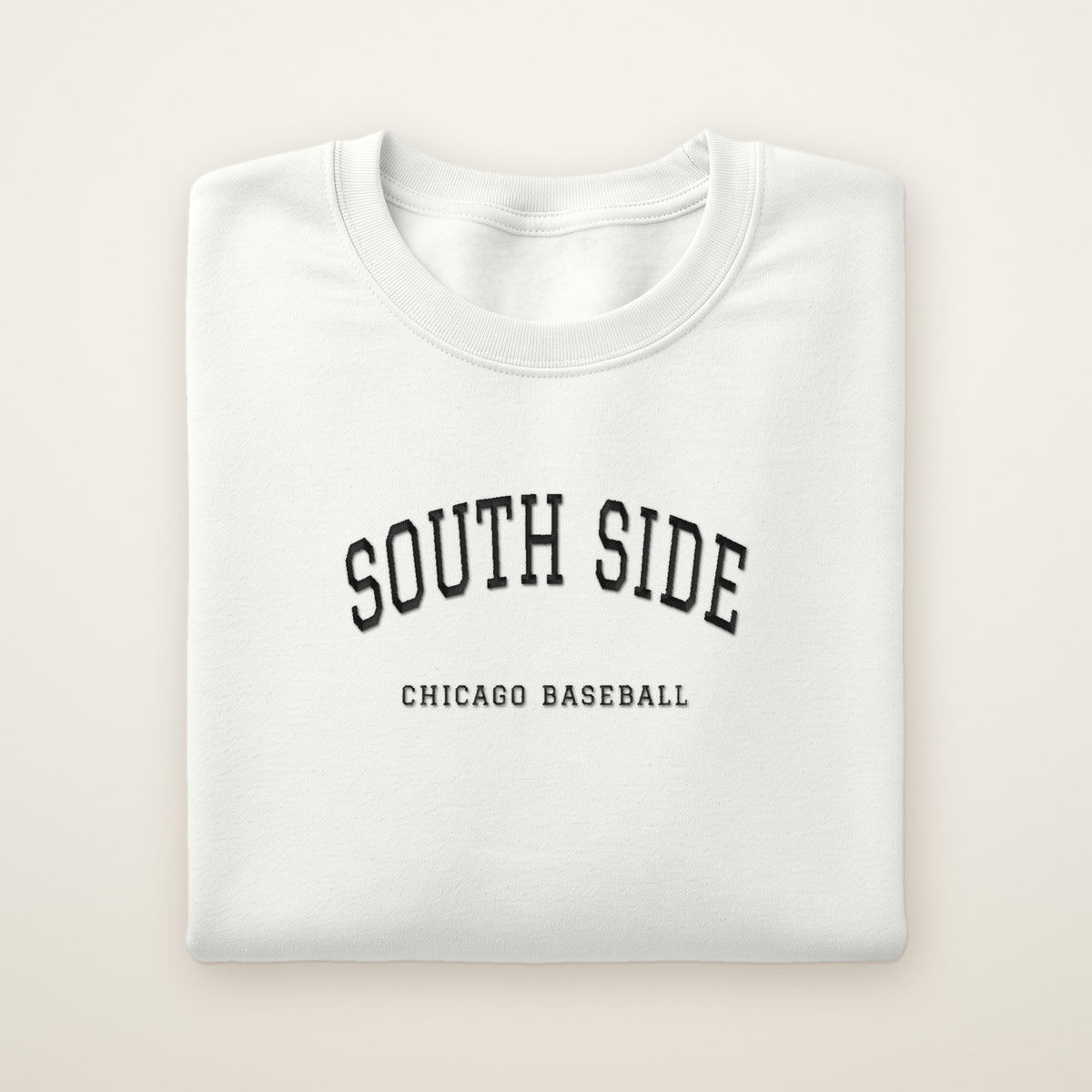 Chicago South Side Baseball Embroidered Crewneck — South Side in White, flat lay