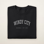 Chicago South Side Baseball Embroidered Crewneck — Windy City in Black, flat lay