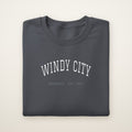 Chicago South Side Baseball Embroidered Crewneck — Windy City in Dark Heather, flat lay