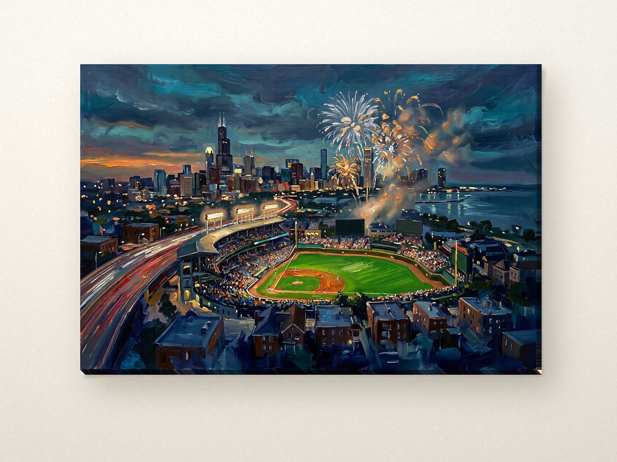 Chicago South Side ballpark canvas on a light wall