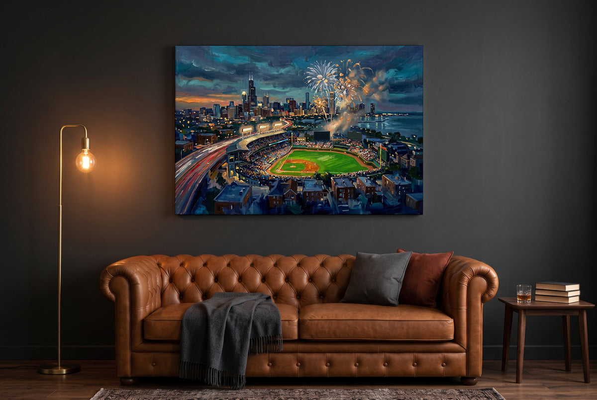 Chicago South Side ballpark canvas in a living room