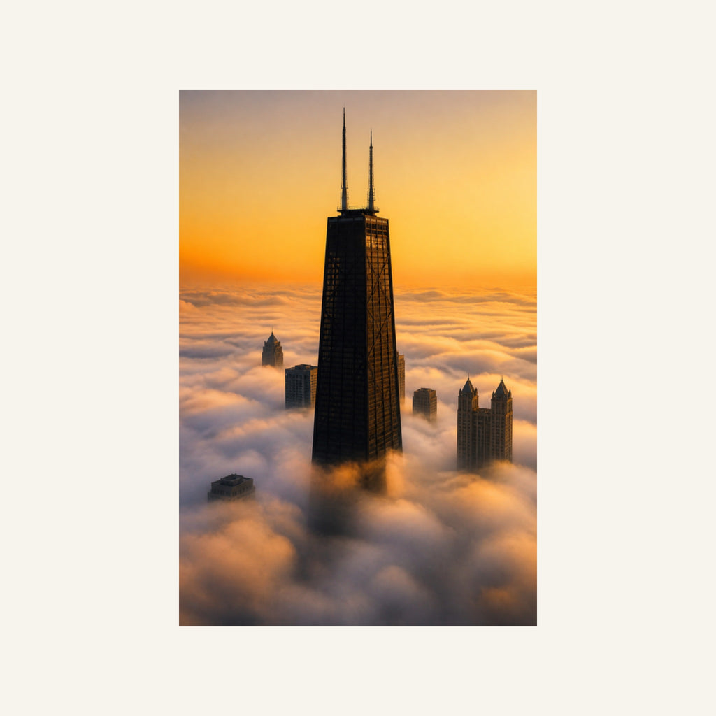 875 North Michigan Canvas Wall Art | Chicago Skyline Above the Fog artwork, full image