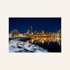 Chicago Skyline Canvas Wall Art | Winter Night from the Planetarium artwork, full image