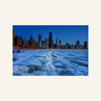 Frozen Lake Michigan Canvas Wall Art | Chicago Skyline in January artwork, full image