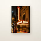 State Street Marquee Canvas Wall Art | Rainy Night in the Loop canvas on a warm ivory wall