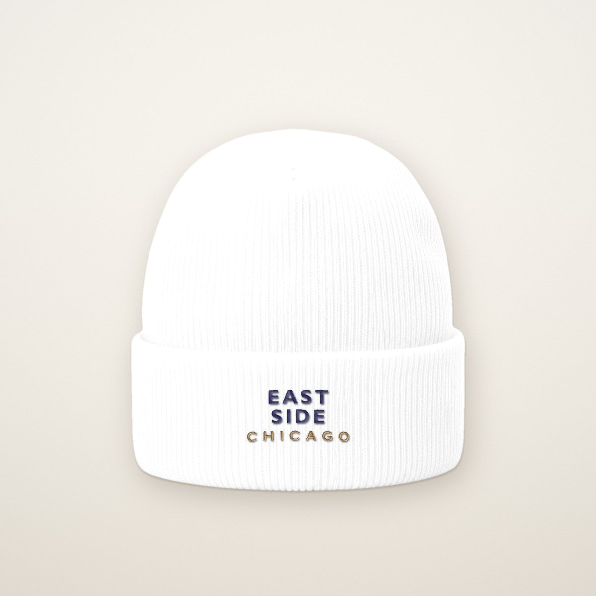 East Side Chicago Embroidered Cuffed Beanie — Navy Thread