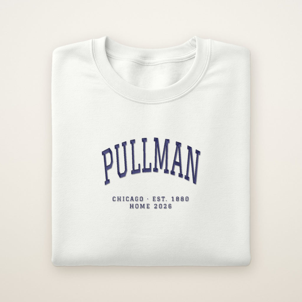 Pullman Chicago Home 2026 Embroidered Crewneck — Navy Thread