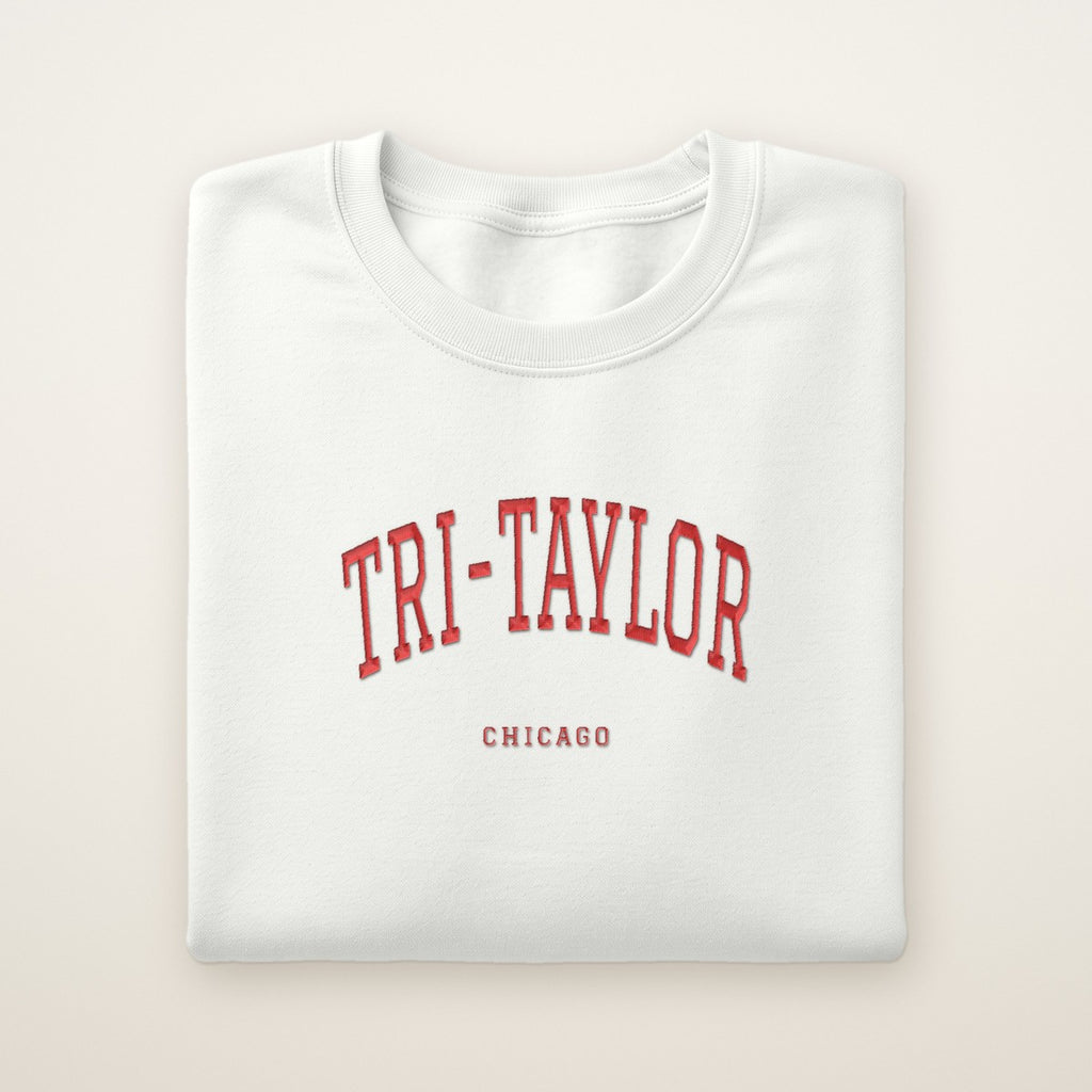 Tri-Taylor Chicago Embroidered Crewneck — Red Thread