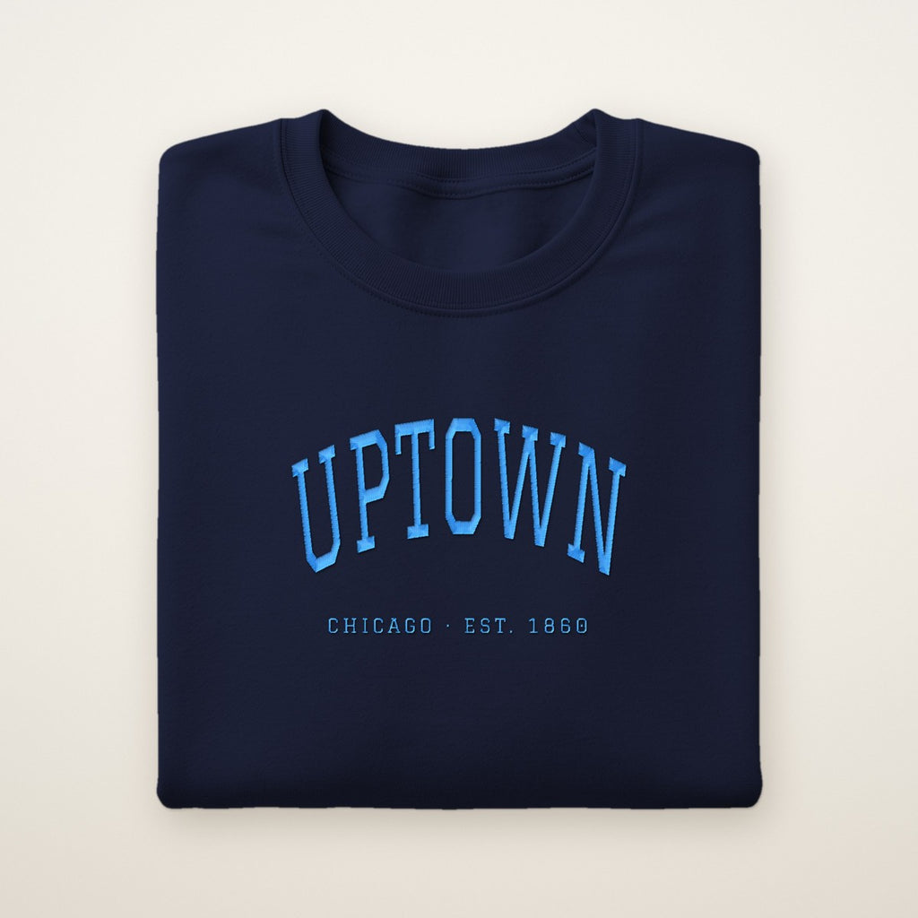 Uptown Chicago Embroidered Crewneck — Sky Blue Thread