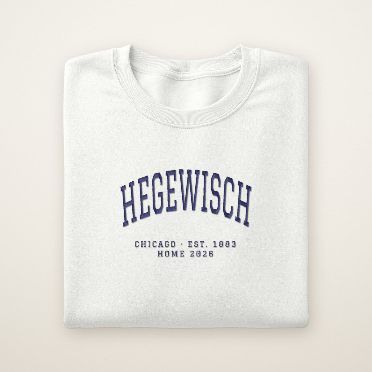 Hegewisch Chicago Home 2026 Embroidered Crewneck — Navy Thread