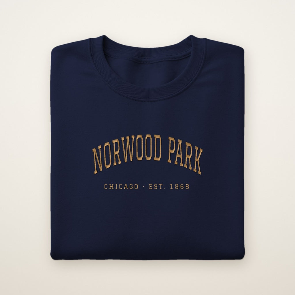 Norwood Park Chicago Embroidered Crewneck — Gold Thread