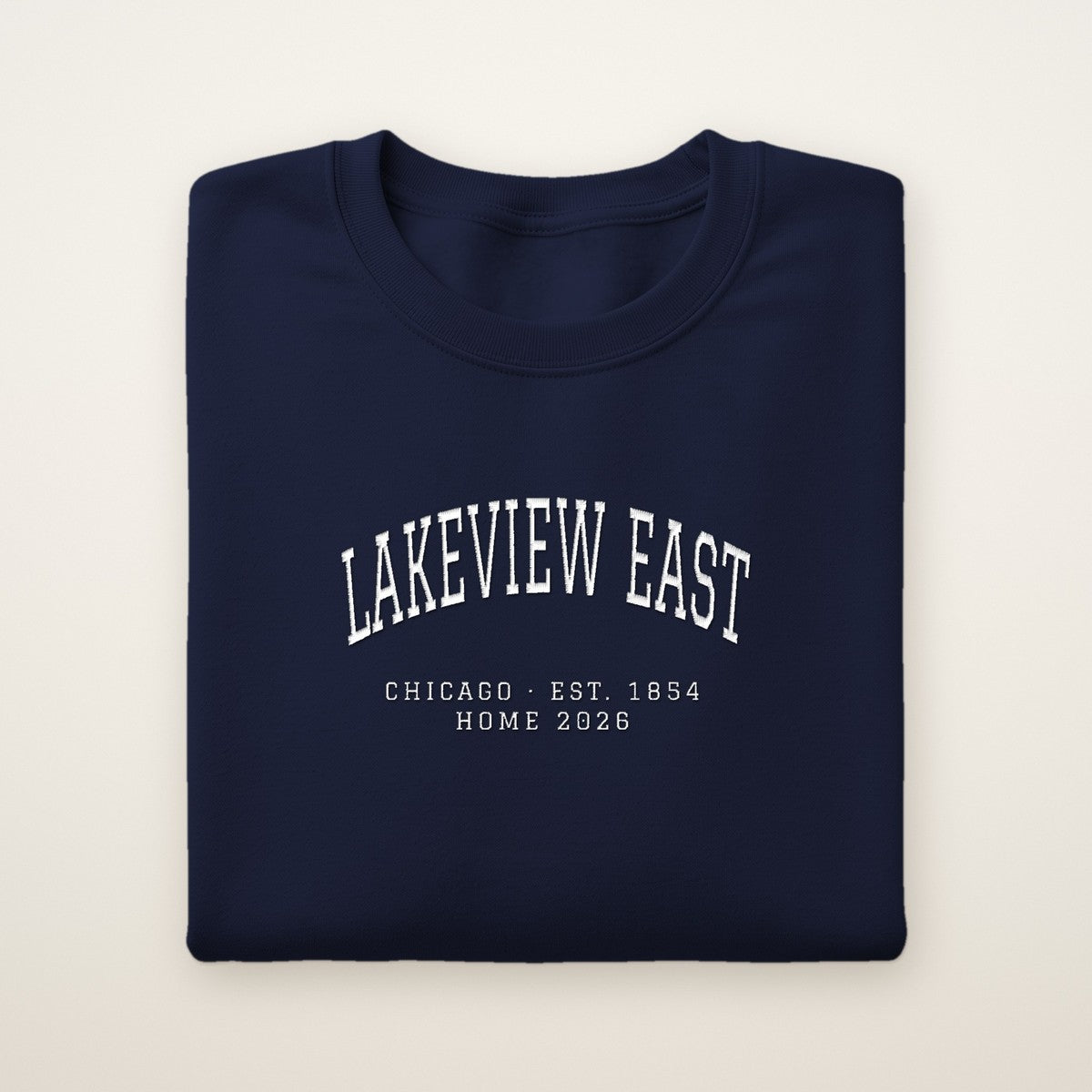 Lakeview East Chicago Home 2026 Embroidered Crewneck — White Thread