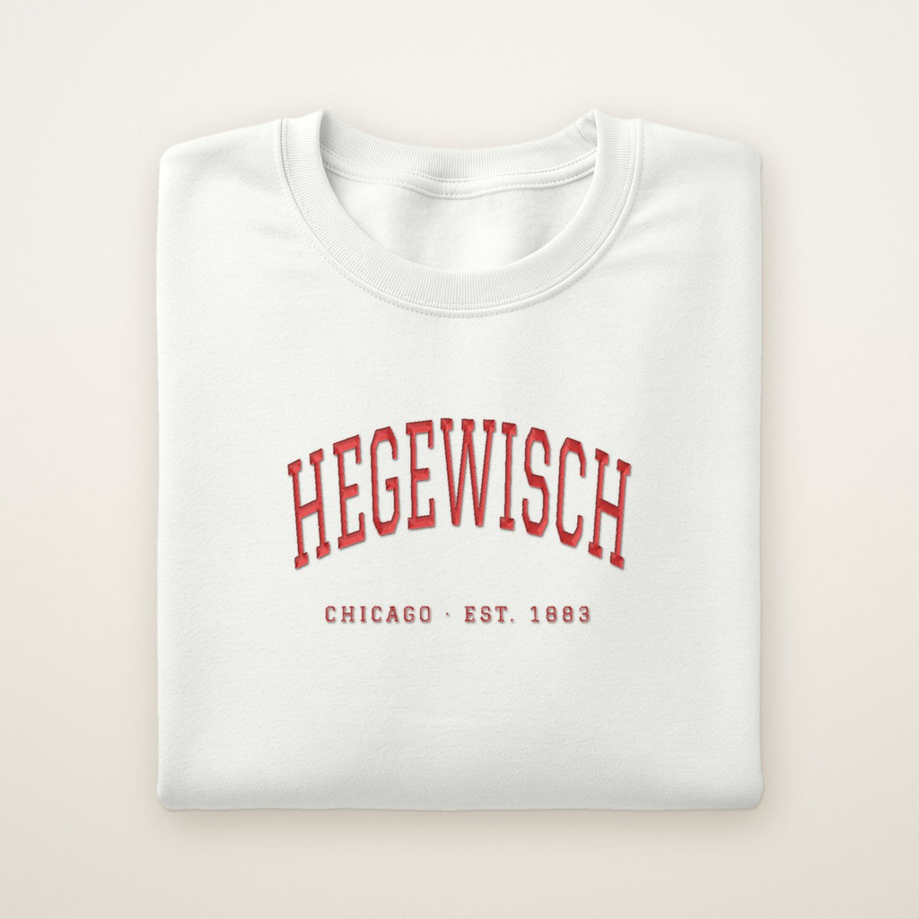 Hegewisch Chicago Embroidered Crewneck — Red Thread