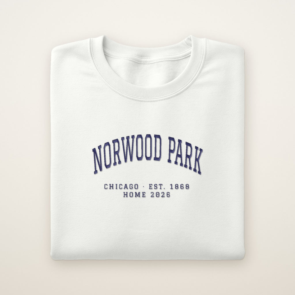 Norwood Park Chicago Home 2026 Embroidered Crewneck — Navy Thread