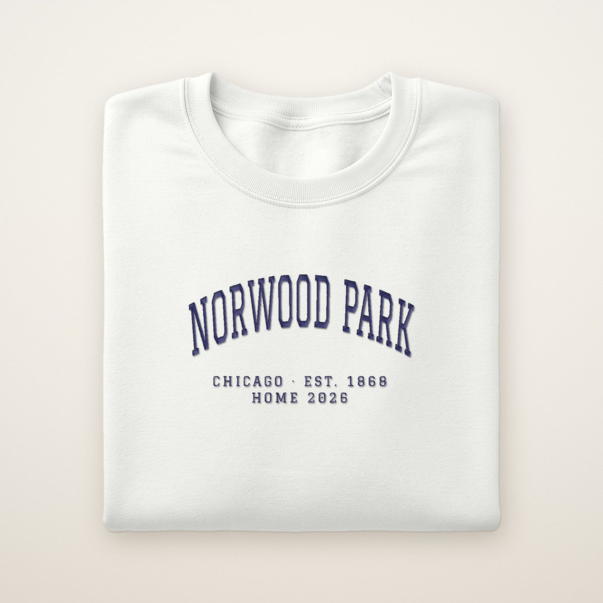Norwood Park Chicago Home 2026 Embroidered Crewneck — Navy Thread