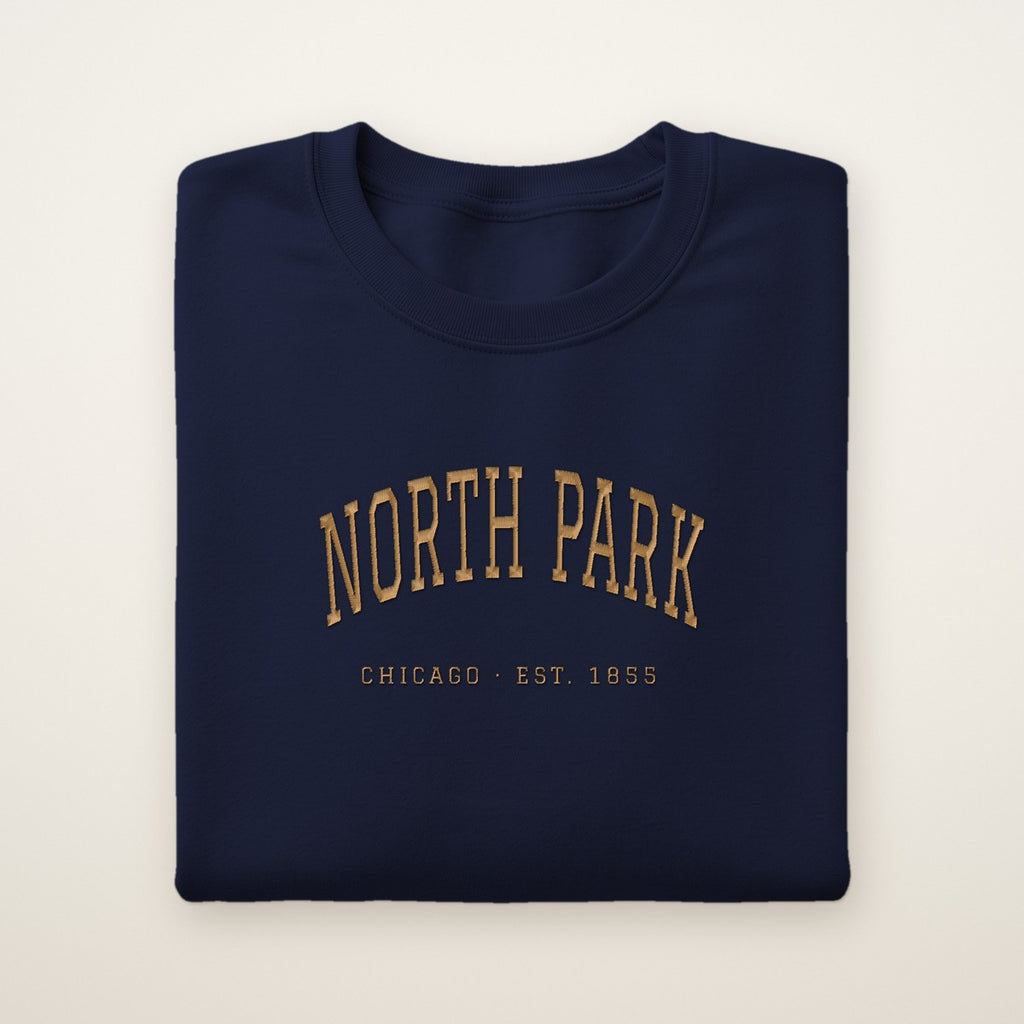 North Park Chicago Embroidered Crewneck — Gold Thread