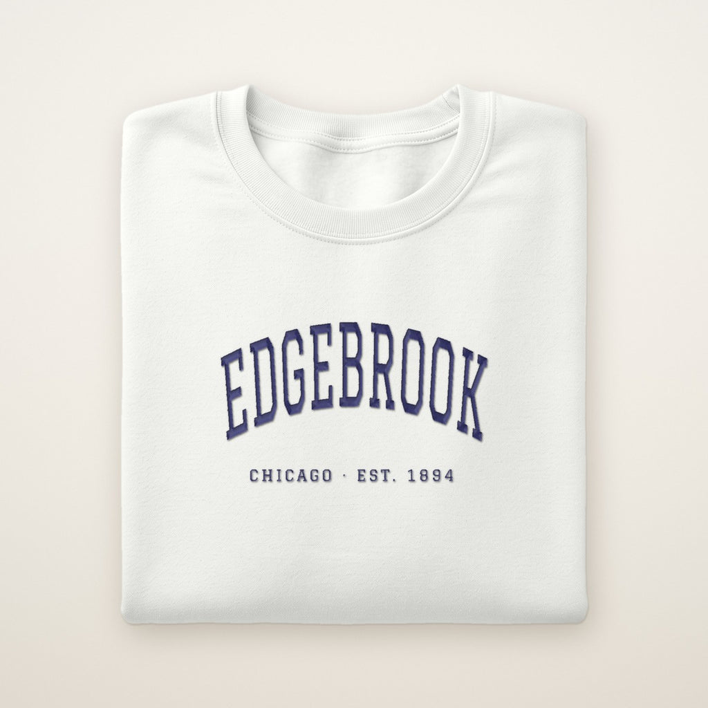 Edgebrook Chicago Embroidered Crewneck — Navy Thread