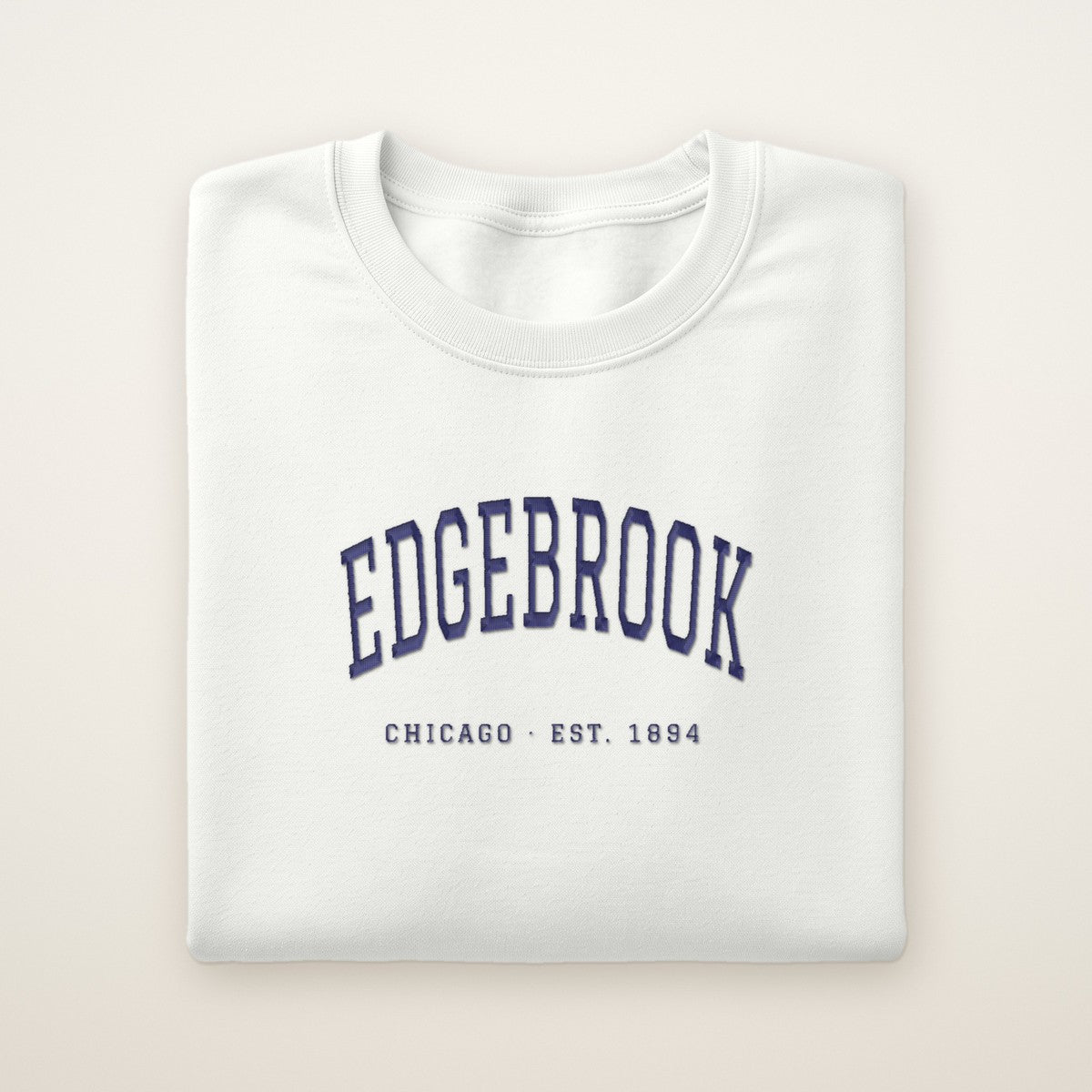 Edgebrook Chicago Embroidered Crewneck — Navy Thread