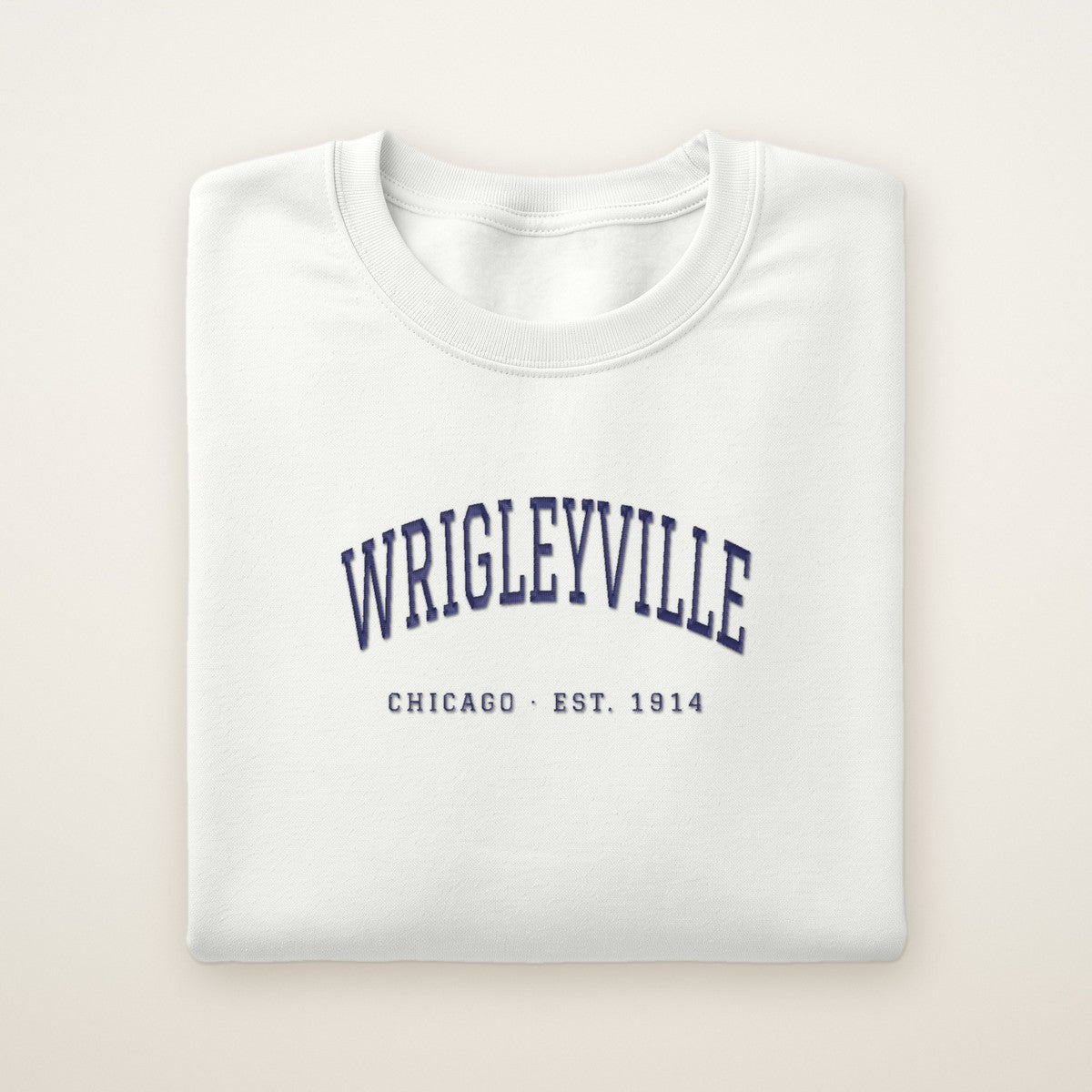 Wrigleyville Chicago Embroidered Crewneck — Navy Thread