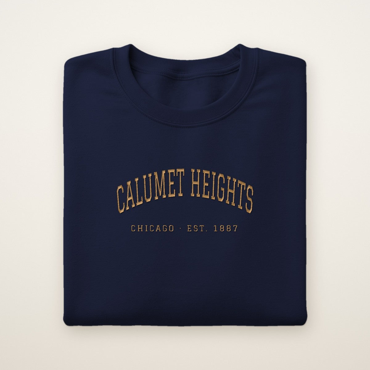 Calumet Heights Chicago Embroidered Crewneck — Gold Thread