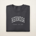 Hermosa Chicago Embroidered Crewneck — White Thread on Dark Heather
