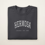 Hermosa Chicago Embroidered Crewneck — White Thread on Dark Heather