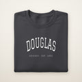 Douglas Chicago Embroidered Crewneck — White Thread on Dark Heather