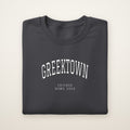 Greektown Chicago Home 2026 Embroidered Crewneck — White Thread on Dark Heather