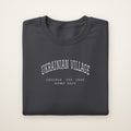 Ukrainian Village Chicago Home 2026 Embroidered Crewneck — White Thread on Dark Heather