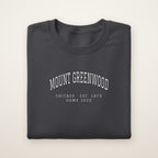 Mount Greenwood Chicago Home 2026 Embroidered Crewneck — White Thread on Dark Heather