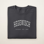 Hegewisch Chicago Embroidered Crewneck — White Thread on Dark Heather