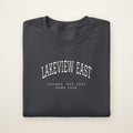 Lakeview East Chicago Home 2026 Embroidered Crewneck — White Thread on Dark Heather
