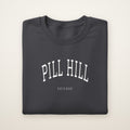 Pill Hill Chicago Embroidered Crewneck — White Thread on Dark Heather