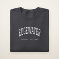Edgewater Chicago Embroidered Crewneck — White Thread on Dark Heather