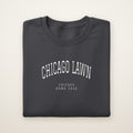 Chicago Lawn Chicago Home 2026 Embroidered Crewneck — White Thread on Dark Heather