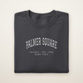 Palmer Square Chicago Home 2026 Embroidered Crewneck — White Thread on Dark Heather