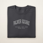 Palmer Square Chicago Home 2026 Embroidered Crewneck — White Thread on Dark Heather