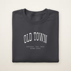 Old Town Chicago Home 2026 Embroidered Crewneck — White Thread on Dark Heather