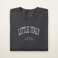 Little Italy Chicago Home 2026 Embroidered Crewneck — White Thread on Dark Heather