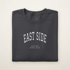 East Side Chicago Home 2026 Embroidered Crewneck — White Thread on Dark Heather