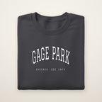 Gage Park Chicago Embroidered Crewneck — White Thread on Dark Heather