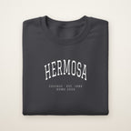 Hermosa Chicago Home 2026 Embroidered Crewneck — White Thread on Dark Heather