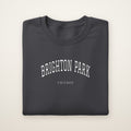 Brighton Park Chicago Embroidered Crewneck — White Thread on Dark Heather