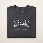 Roseland Chicago Embroidered Crewneck — White Thread on Dark Heather