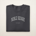 Noble Square Chicago Embroidered Crewneck — White Thread on Dark Heather