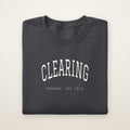Clearing Chicago Embroidered Crewneck — White Thread on Dark Heather