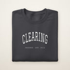 Clearing Chicago Embroidered Crewneck — White Thread on Dark Heather
