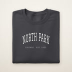 North Park Chicago Embroidered Crewneck — White Thread on Dark Heather