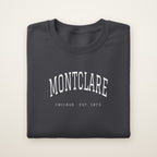 Montclare Chicago Embroidered Crewneck — White Thread on Dark Heather