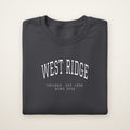 West Ridge Chicago Home 2026 Embroidered Crewneck — White Thread on Dark Heather